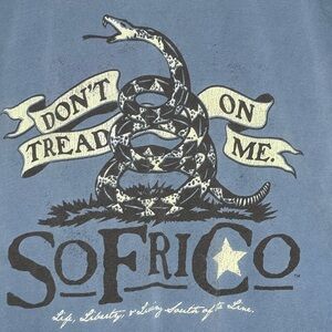 Southern Fried Cotton Men's Blue Graphic Pocket T-Shirt Don't Tread On Me Size L